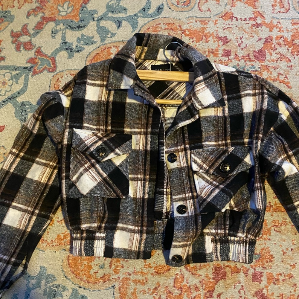 Plaid Kids Jacket in Black and Brown
